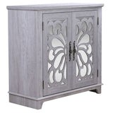 Elegant Sideboard With 2 Acrylic Mirrored Doors, Adjustable Shelf Storage