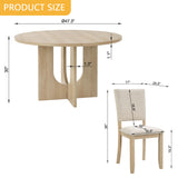 Round Dining Set With 4 Upholstered Dining Chairs