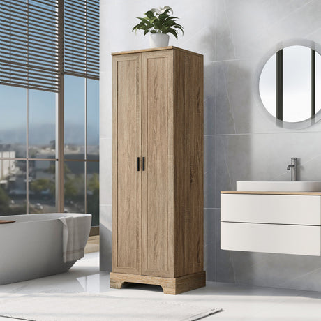 Storage Cabinet With Adjustable Shelves, 2 Doors, Rectangle Design For Bathroom