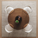 Round Dining Table With Tempered Glass Top - Black / Brown