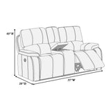 Power Reclining Loveseat With USB Port Leather Upholstered, Built In Cup Holder - Chocolate