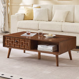 Coffee Table With Hidden Drawer And Open Shelf