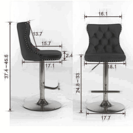 Swivel Barstools Adjusatble Seat Height From 25-33", Modern Upholstered Base Bar Stools With Backs Comfortable Tufted For Home Pub And Kitchen Island (Set of 2)