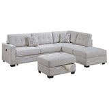 L - Shaped Sectional Sofa Set With Storage Ottoman, Tufted Upholstery Nailhead Trim