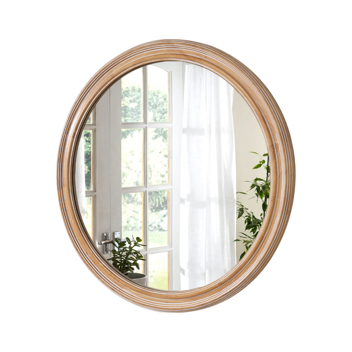 Round Wall Mirror With Ribbed Frame