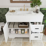 Bathroom Vanity Set, Fluted Cabinet, Soft Close Doors, 3 Faucet Holes, Sink Included - White