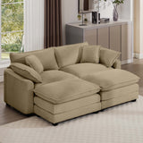 Oversized Modular Cushion Sofa With Ottoman, Low Back, Deep Seating Sofa Set