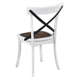 2 Pieces Set Dining Side Chair Rustic Modern Farmhouse Design Retro Design With Metal X Design - Antique Dark Oak / Antique White