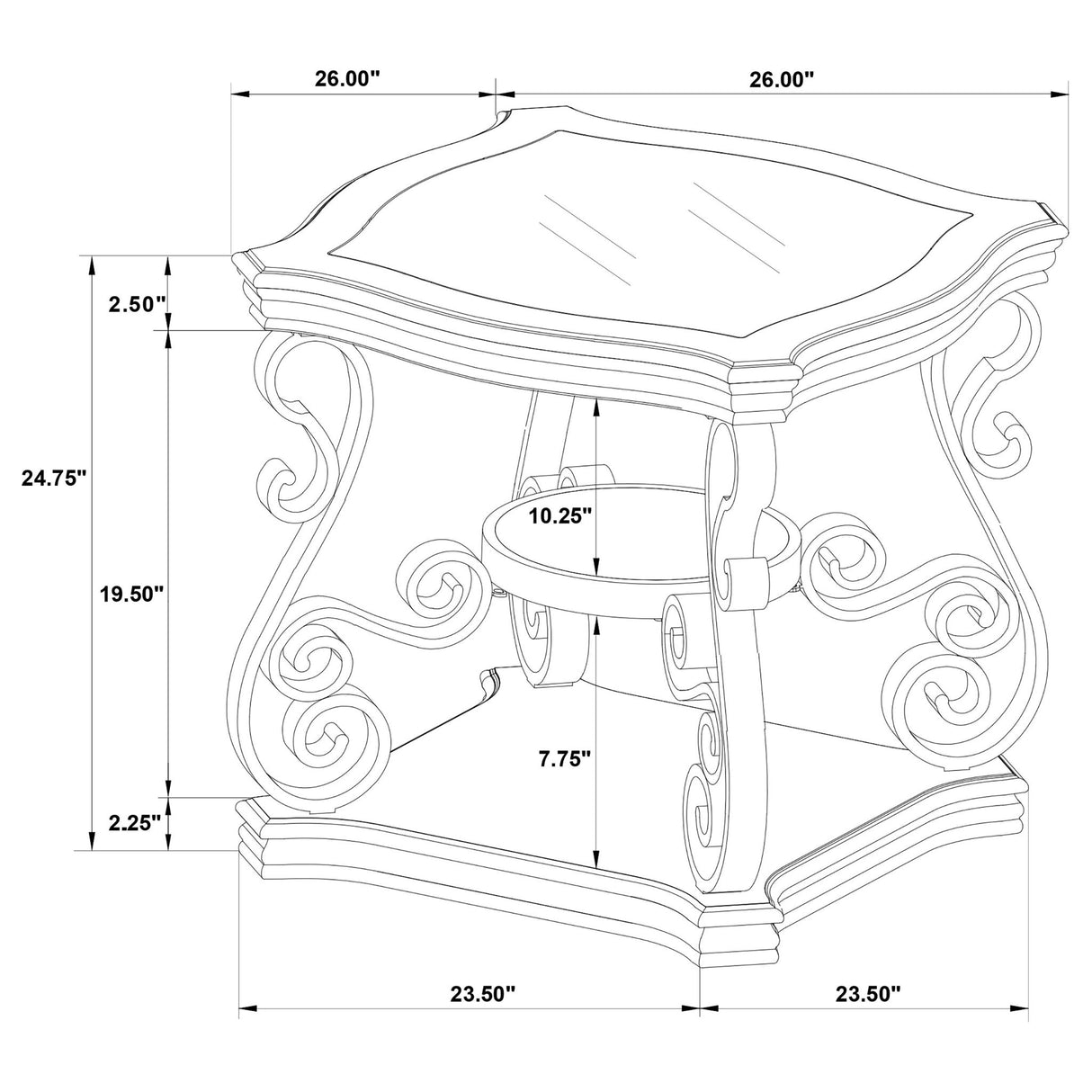 Bianca - 2 Shelf Table