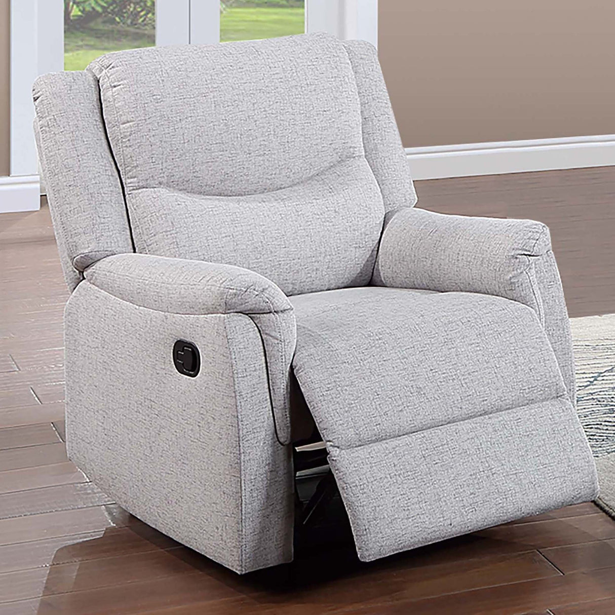 Manual Recliner With Upholstered Seat And Backrest Supportive Headrest