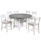 Contemporary Counter Height Dining Set With Built In Lazy Susan