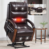Power Lift Recliner Chair Dual Motor Infinite Position With Heat Massage And Heavy Duty Motion Mechanism - Brown