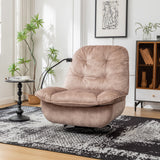 Modern Swivel Gliding Recliner Chair With Rocking Function And Phone Holder - Large Comfortable Reading Chair Stamped Velvet - Natural Brown
