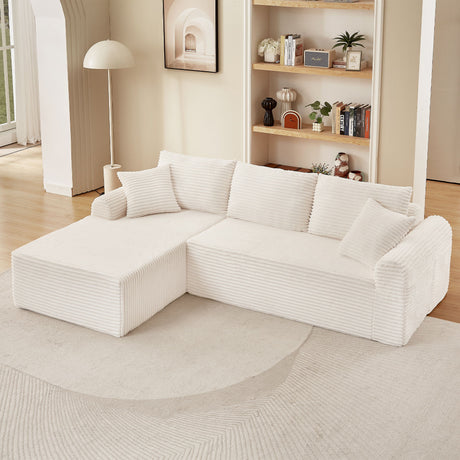 Modular Sectional With Arched Armrests, Includes 3 Back Cushions & 2 Throw Pillows