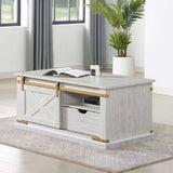 Coffee Table With Storage Drawer And Open Shelves - Antique White / Gold