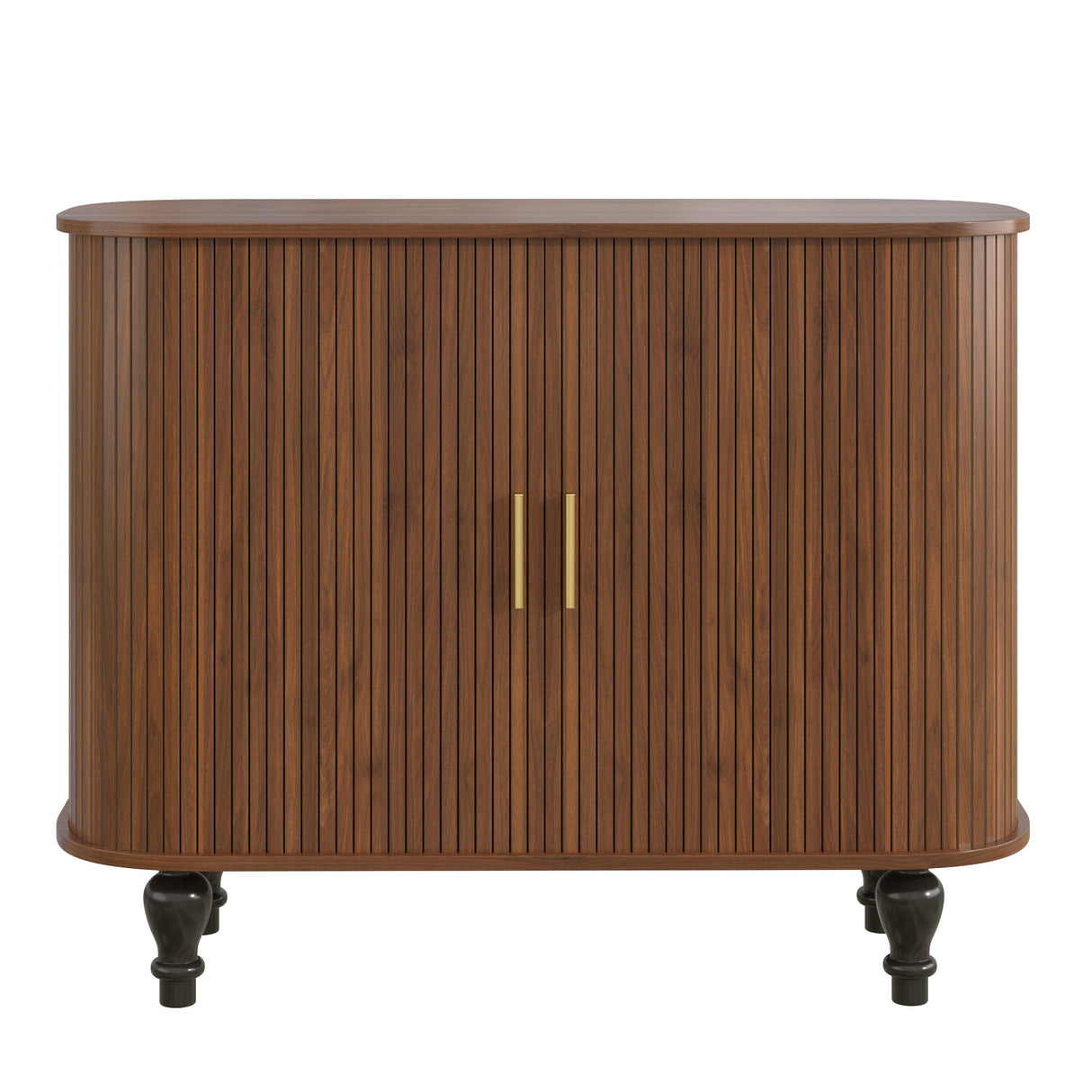 Fluted Liquor & Coffee Bar Cabinet With 6 Wine Racks And 3 Glass Holders