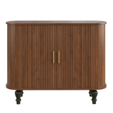 Fluted Liquor & Coffee Bar Cabinet With 6 Wine Racks And 3 Glass Holders