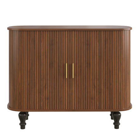 Fluted Liquor & Coffee Bar Cabinet With 6 Wine Racks And 3 Glass Holders