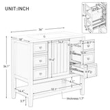 36" Bathroom Vanity & Sink, 2 Cabinet And 3 Drawers - Black