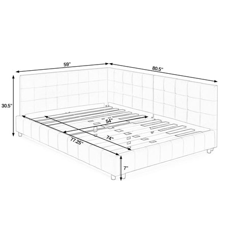 Elegant Storage Upholstered Tufted Bed Frame With Backrest And Armrests