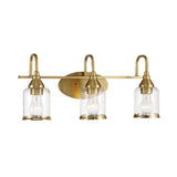 3 Lights Brush Vanity Light - Clear / Gold