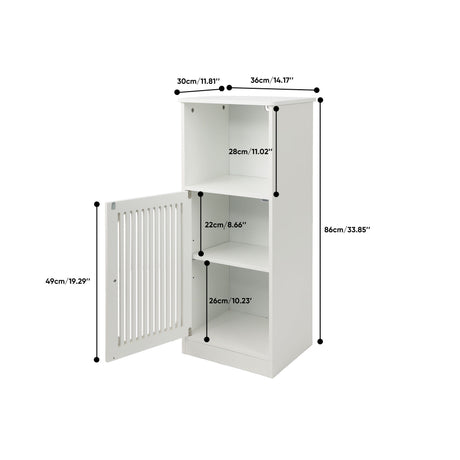 Louvered Door Bathroom Low Cabinet With Multi Layer Storage - White