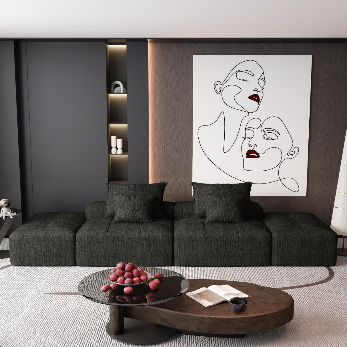 Modern Oversized Diy Combination, Modular Sectional Sofa With Pillows
