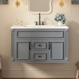 French Simple Style Wall Mounted Bathroom Cabinet With Sink