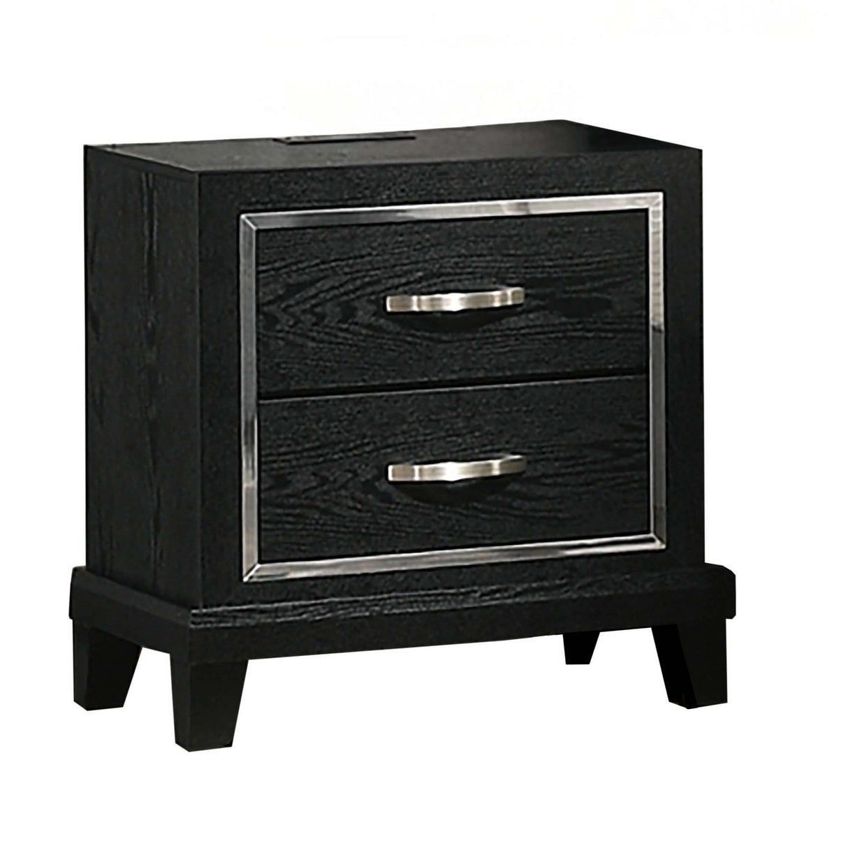 Nightstand With USB Port, Tapered Legs - Black