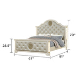 Jasmine - Queen Size Tufted Upholstery & LED Bed - Beige