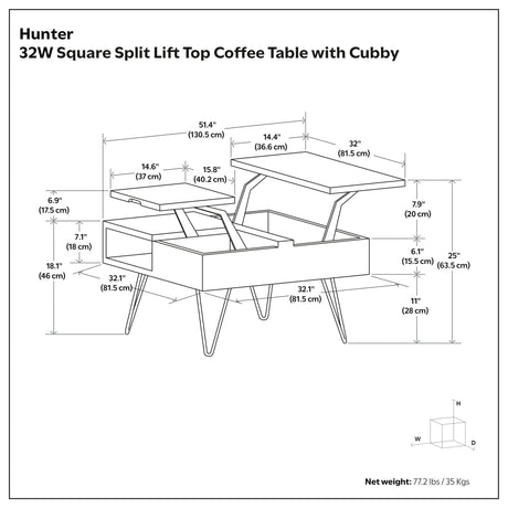 Hunter - Handcrafted Lift Top Coffee Table