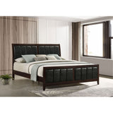 Eastern King Panel Bed With Upholstered Headboard And Footboard - Cappuccino
