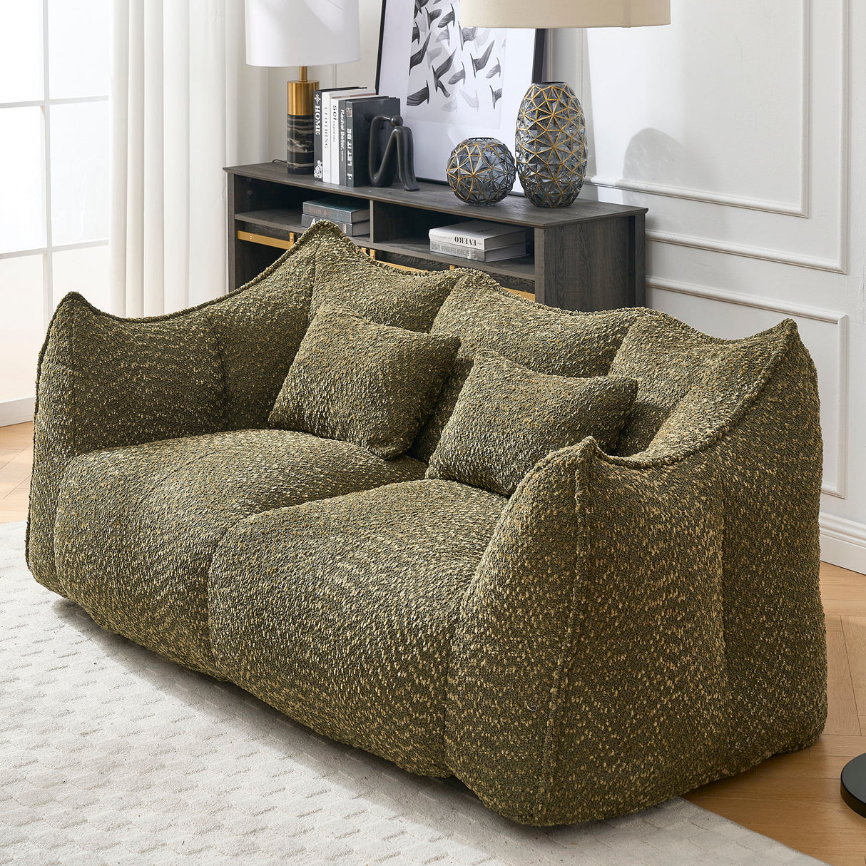 Comfortable Dual Beanbag Chair With High Resilience Foam Core For 2 People