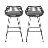 Outdoor Rattan Bar Chair With Metal Legs