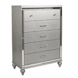 1 Piece Chest With 5 Drawers Snake Skin Bedroom Furniture - Silver