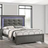 Bed With Square Button Tufting And LED Lights