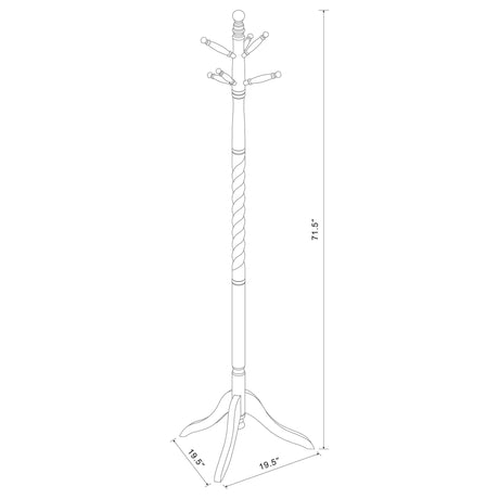 Coat Rack With Post Traditional Entryway Organizer With 6 Hooks - Brown