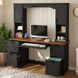 Farmhouse Computer Desk With Hutch