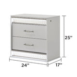 Glam - 2 Drawer Nightstand & LED Lighting - White