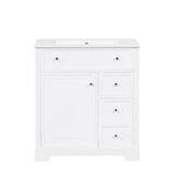 Bathroom Vanity With Sink Top, Cabinet With Door And 2 Drawers - White