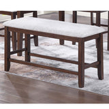 Cushion Padded Seat Counter Height Dining Bench - Walnut