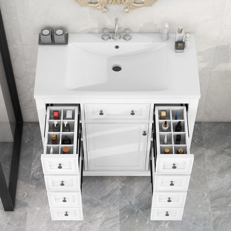 Modern Bathroom Vanity With Sink Combo, 6 Drawers And 1 Cabinet