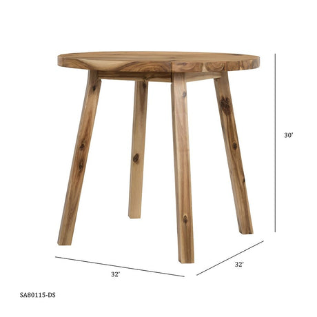 Round Dining Table, Solid Wood - Natural Wood / Brown