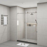 Frameless Shower Door, Clear Tempered Glass - Brushed Nickel