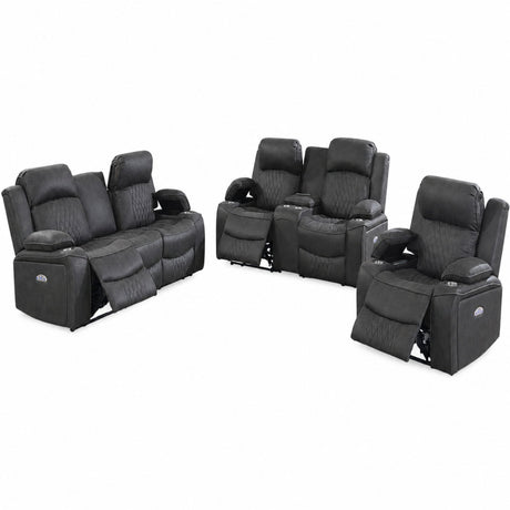 Power Motion Living Room Set With USB Port, Adjustable Headrest, Cup Holder