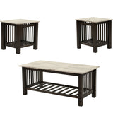 3 Piece Occasional Table Set, 1 Coffee Table And 2 End Tables, Open Storage Design - Walnut
