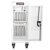 16 Bay Mobile School Charging Cart Station For Chromebook, Tablet And Laptop Computer With Power Strip Included - White