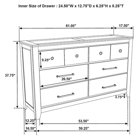 Pelton - 6 Drawer Dresser - Oak