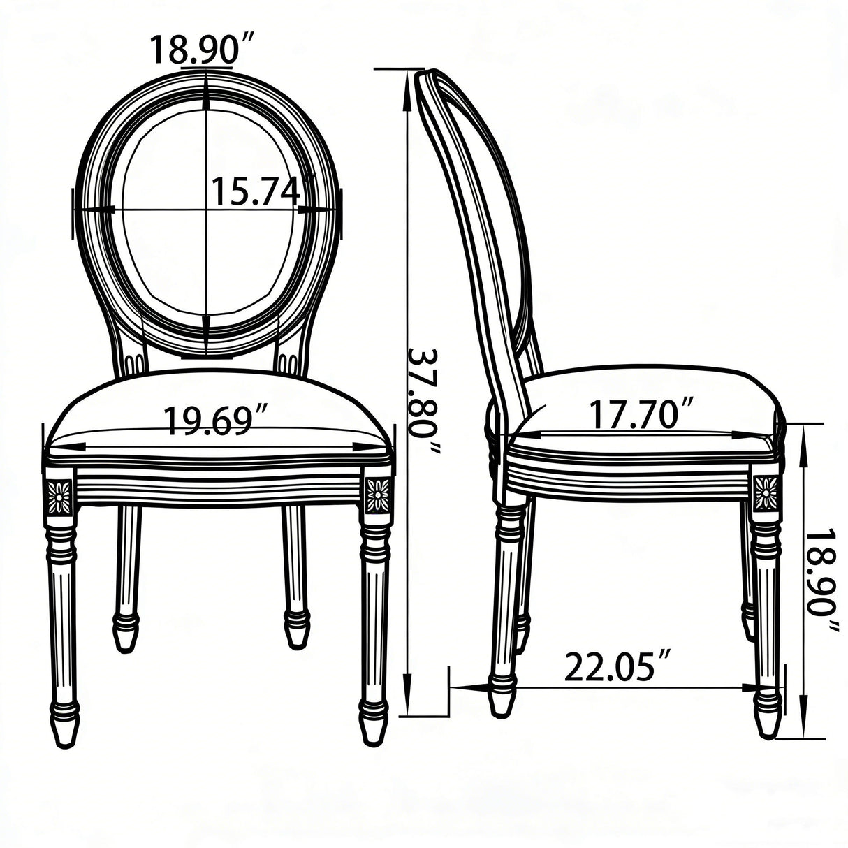 Upholstered With Round Back Dining Chairs (Set of 2)