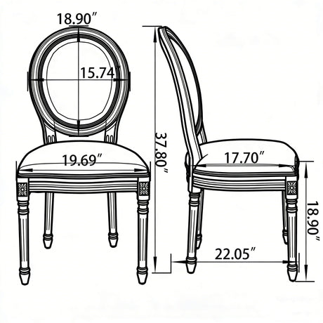 Upholstered & Round Back Dining Chairs (Set of 2)